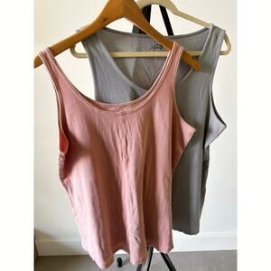 Set 2 - Plus 2X Ribbed Tank Tops Mauve and Gray Lane Bryant and Style & Co